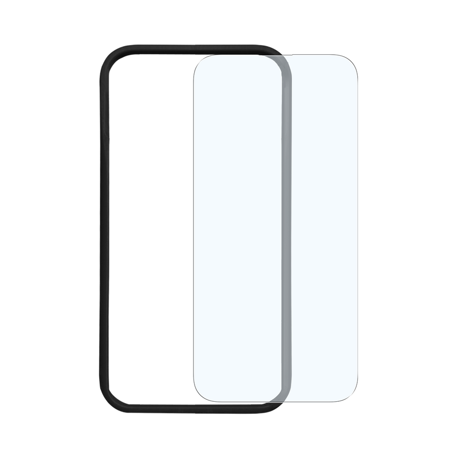 حزمة Baykron 4 في 1، شاشة زجاجية ثنائية الأبعاد، واقي عدسة، حافظة رفيعة X شفافة، وحلقة معدنية لهاتف iPhone 15 pro.