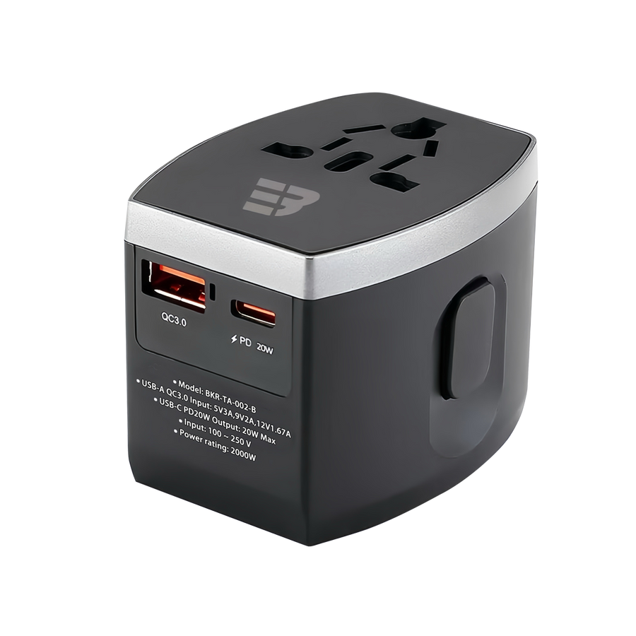 Baykron travel adapter 2 output QC and PD 20 watts