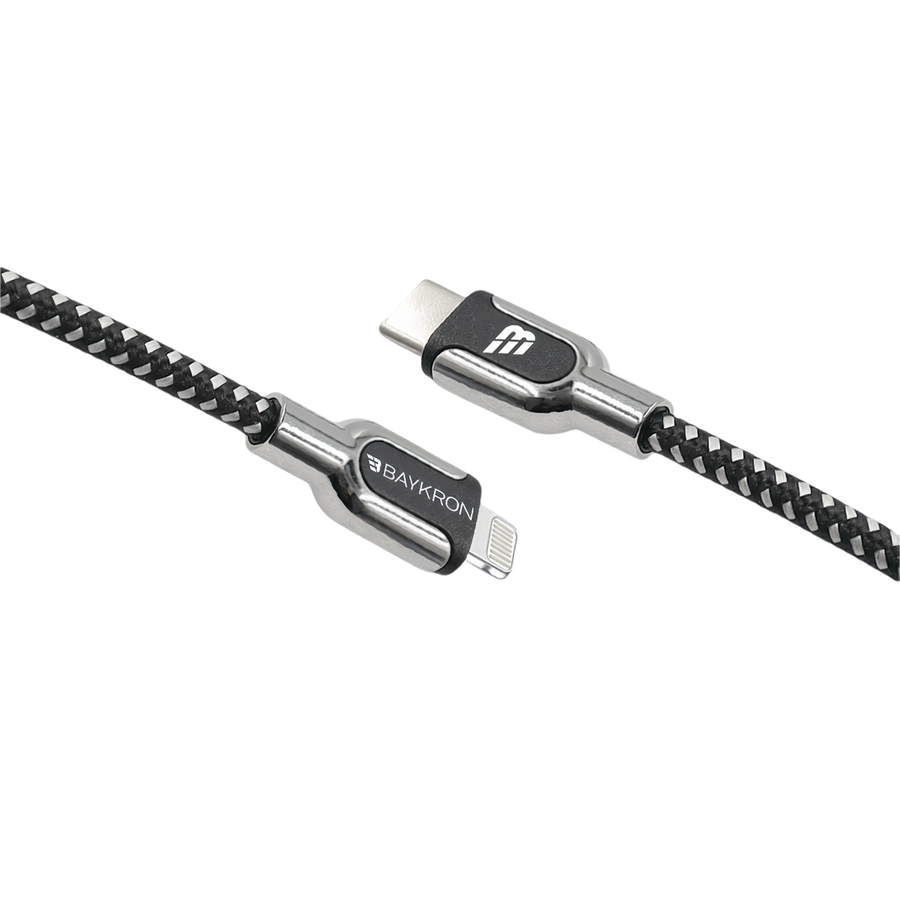 Baykron Braided Lightning to USB-C Cable; Charge and sync; 27 Watt