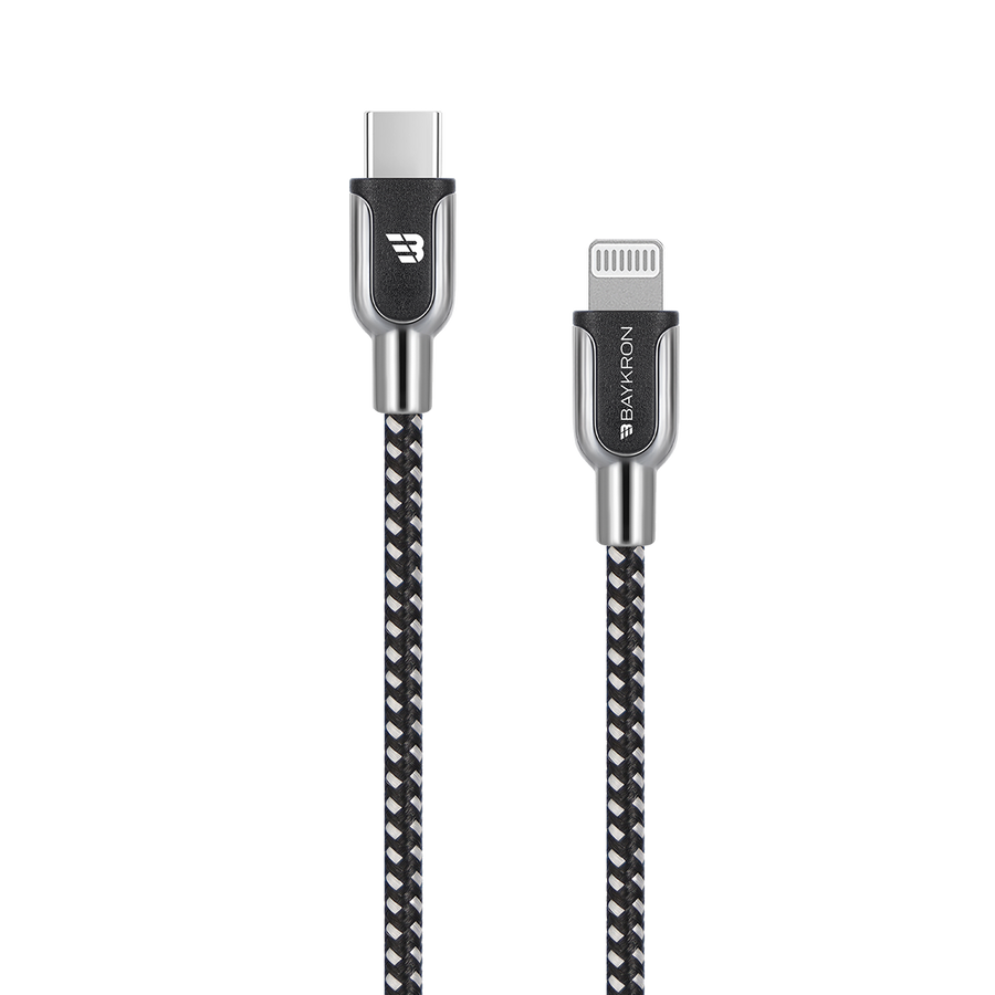 Baykron Braided Lightning to USB-C Cable; Charge and sync; 27 Watt