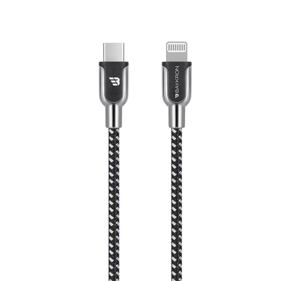 Baykron Braided Lightning to USB-C Cable; Charge and sync; 27 Watt