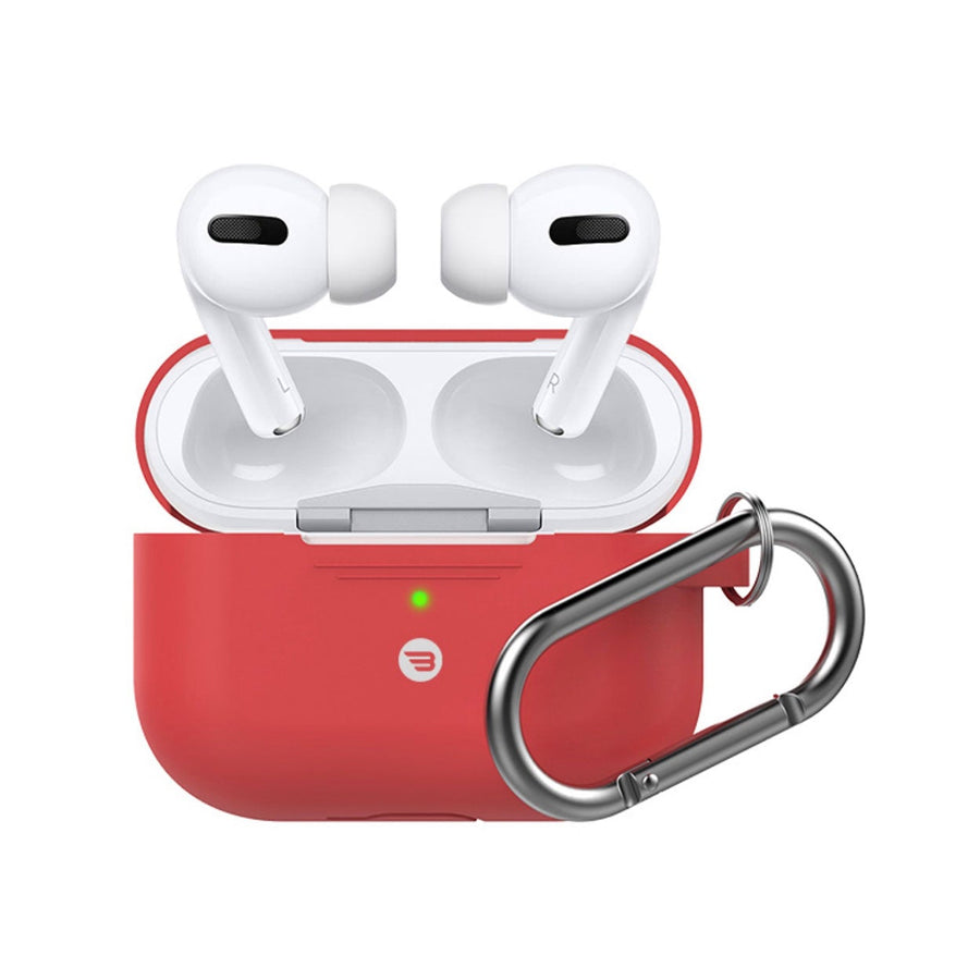 BAYKRON Premium Silicone Protective Case with Carabiner for AirPods Pro® - Red