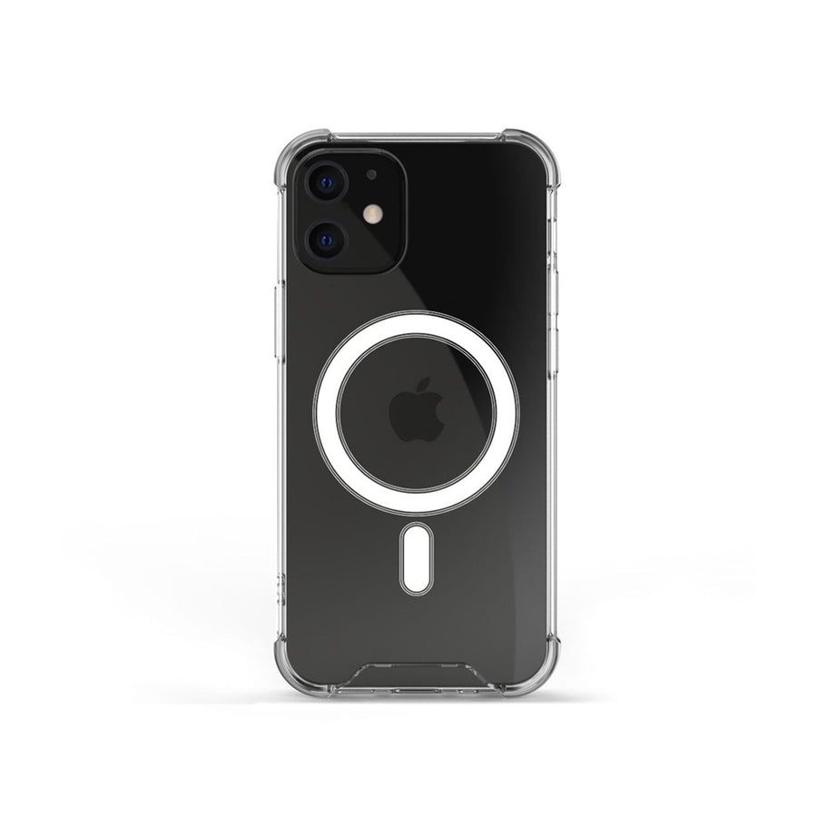 جراب BAYKRON Premium Mag لهاتف iPhone 12 mini 5.4 بوصة مع حزام حمل من النايلون - مقاوم للصدمات ومضاد للبكتيريا - شفاف