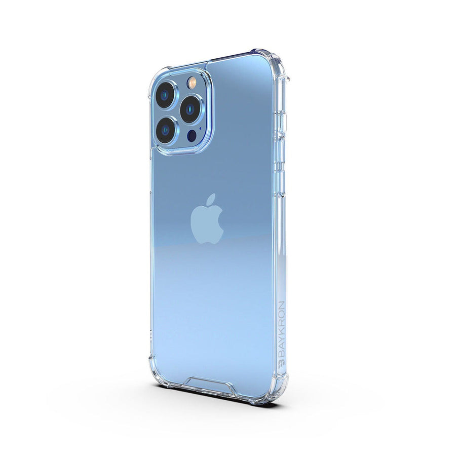 جراب BAYKRON الذكي المتين لهاتف iPhone 13 Pro 6.1 بوصة مع حزام حمل من النايلون - مقاوم للصدمات ، شفاف كريستالي مع تقنية مقاومة الاصفرار
