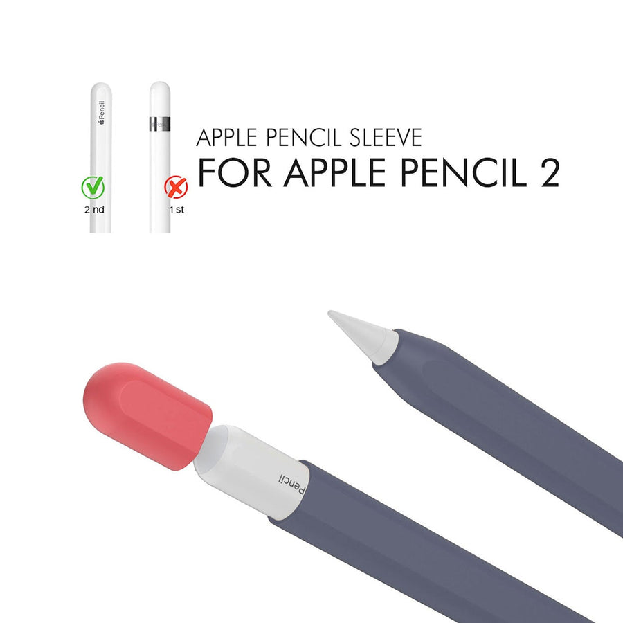 جراب سيليكون من BAYKRON لقلم Apple Pencil 2 - كحلي بطرف أحمر