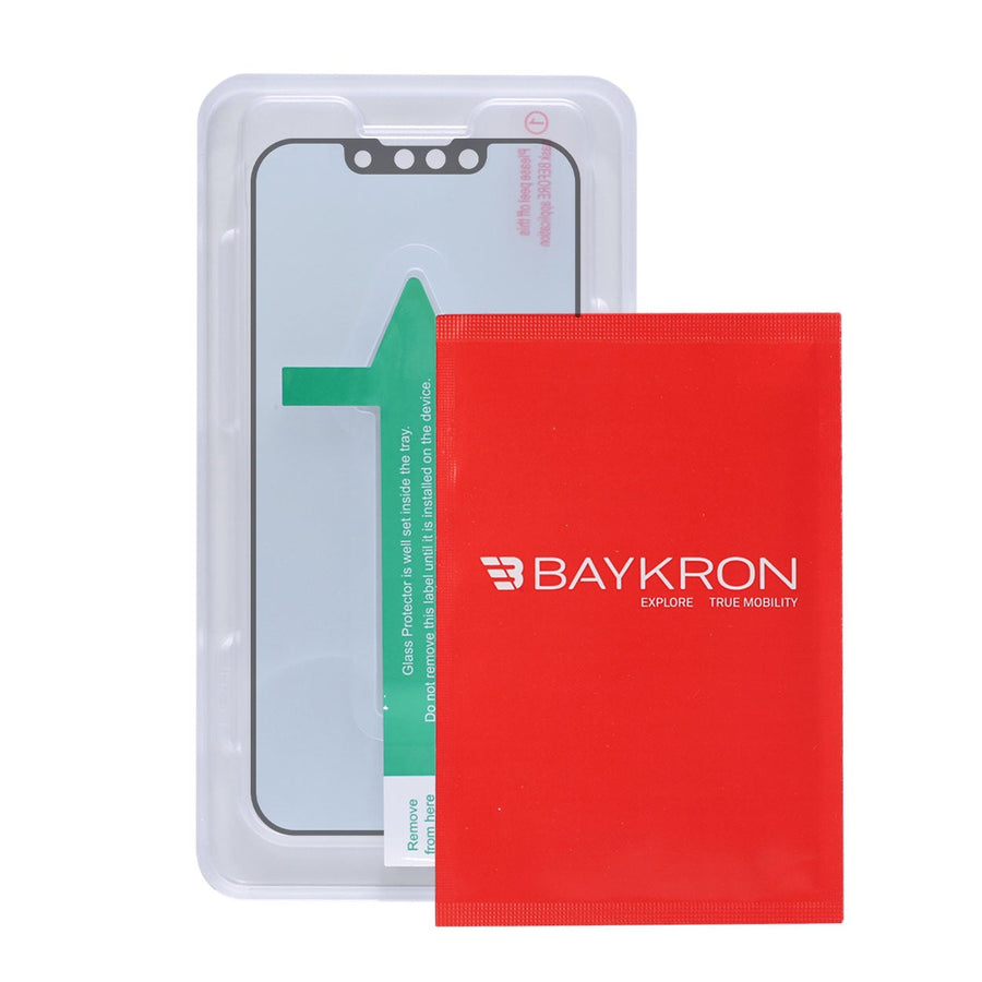 واقي شاشة BAYKRON فاخر من الزجاج المقوى بفلتر الضوء الأزرق لهواتف iPhone 13/13 Pro 6.1 بوصة - تغطية من الحافة إلى الحافة وحماية من البكتيريا ؛ تتضمن أداة تثبيت سهلة التركيب