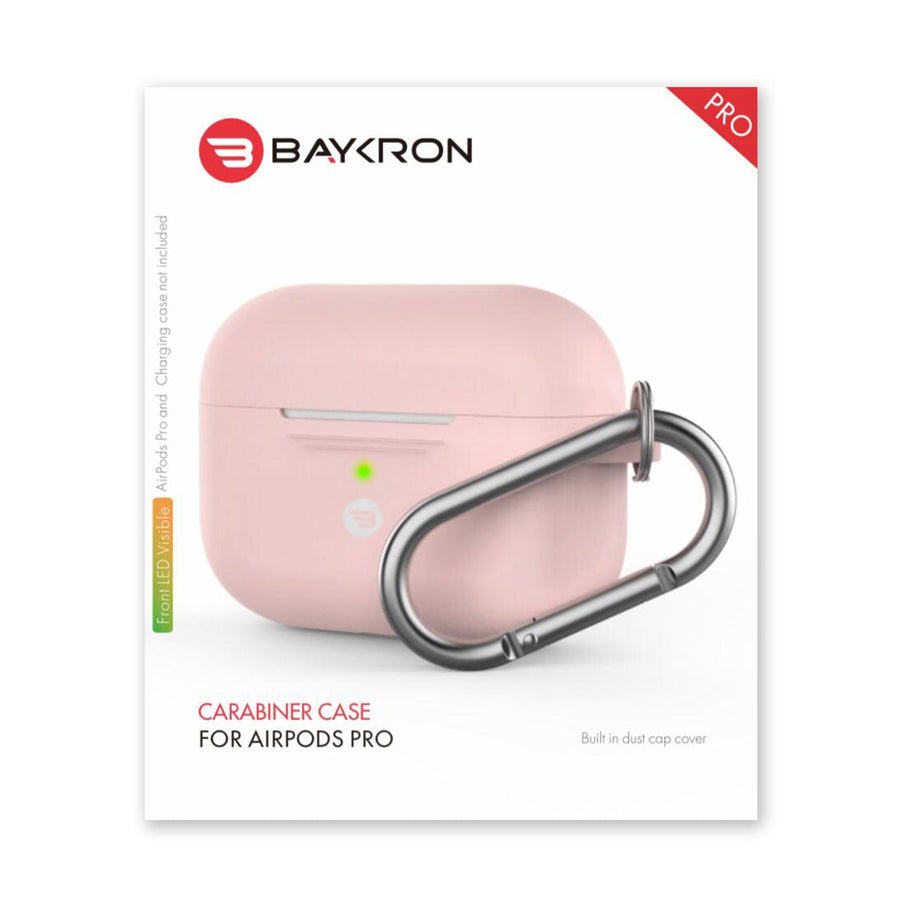 BAYKRON Premium Silicone Protective Case with Carabiner for AirPods Pro® - Pink