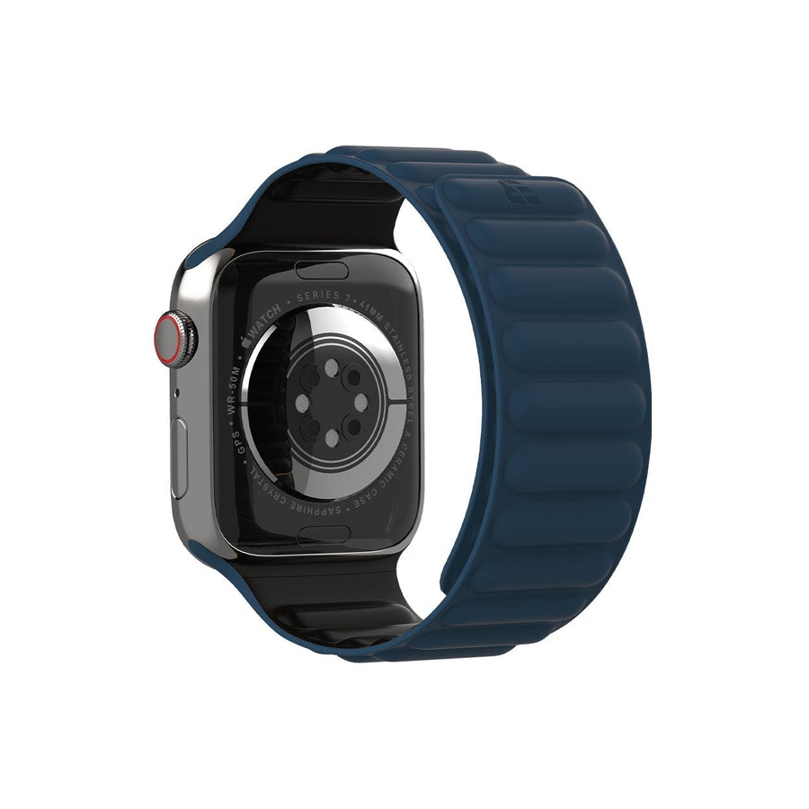 Silicone Magnetic strap for Apple Watch Black and Slate Blue