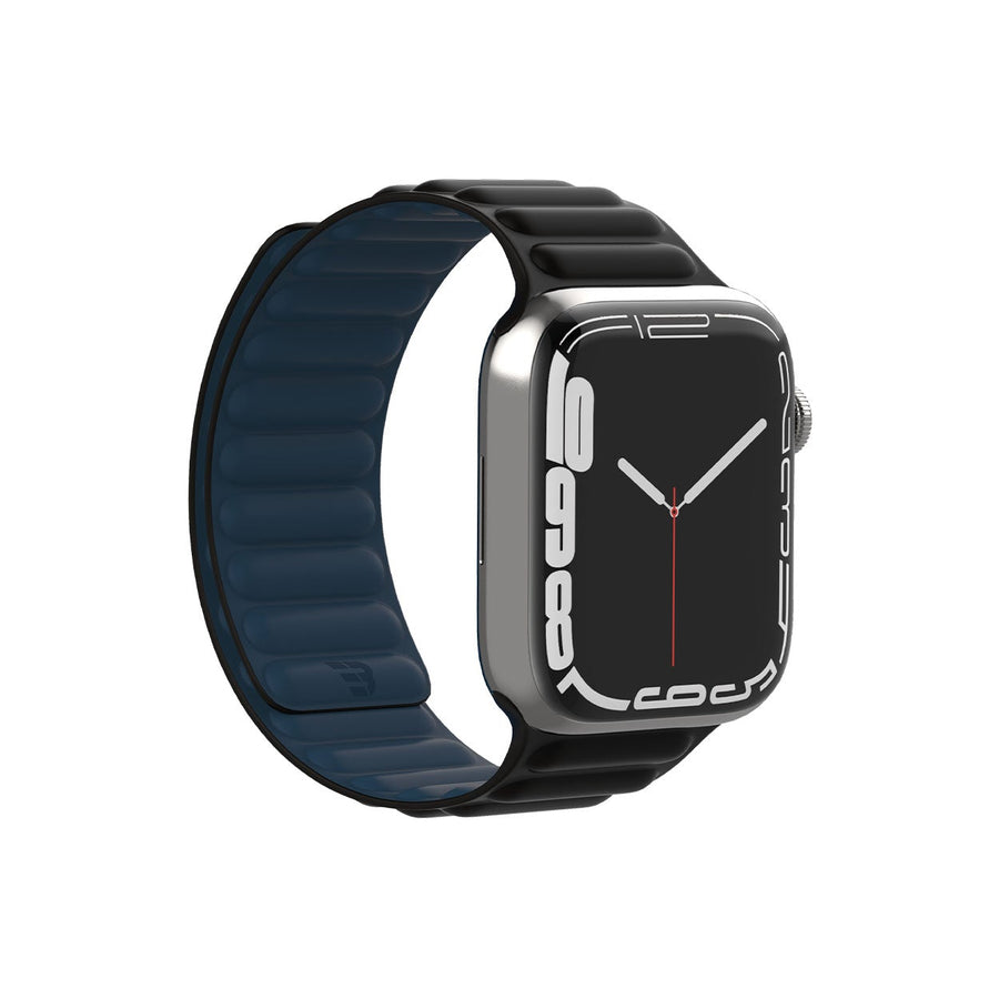 Silicone Magnetic strap for Apple Watch Black and Slate Blue