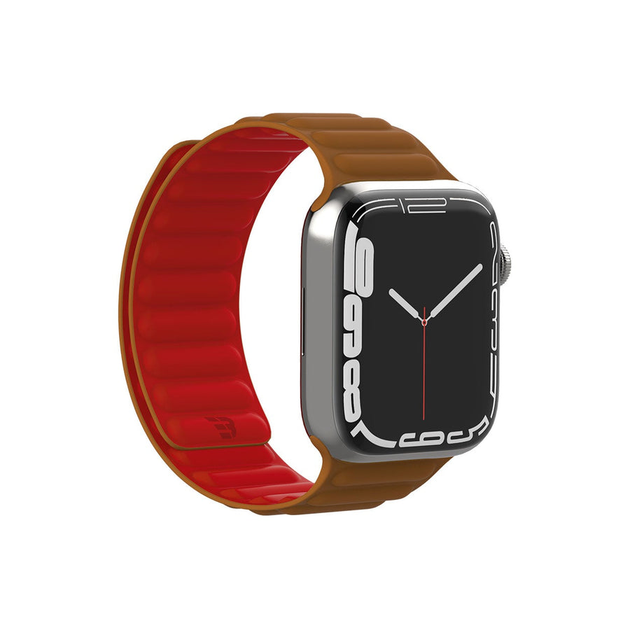 Silicone Magnetic strap for Apple Watch Saddle Brown and Red