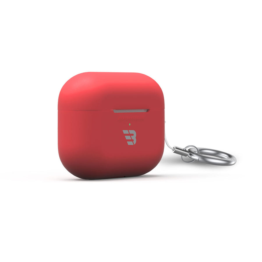 BAYKRON Premium Silicone Case for AirPods Pro® 2nd Generation, Impact Resistant and Wireless Charging Compatible includes Carabiner Ring Lanyard - Red