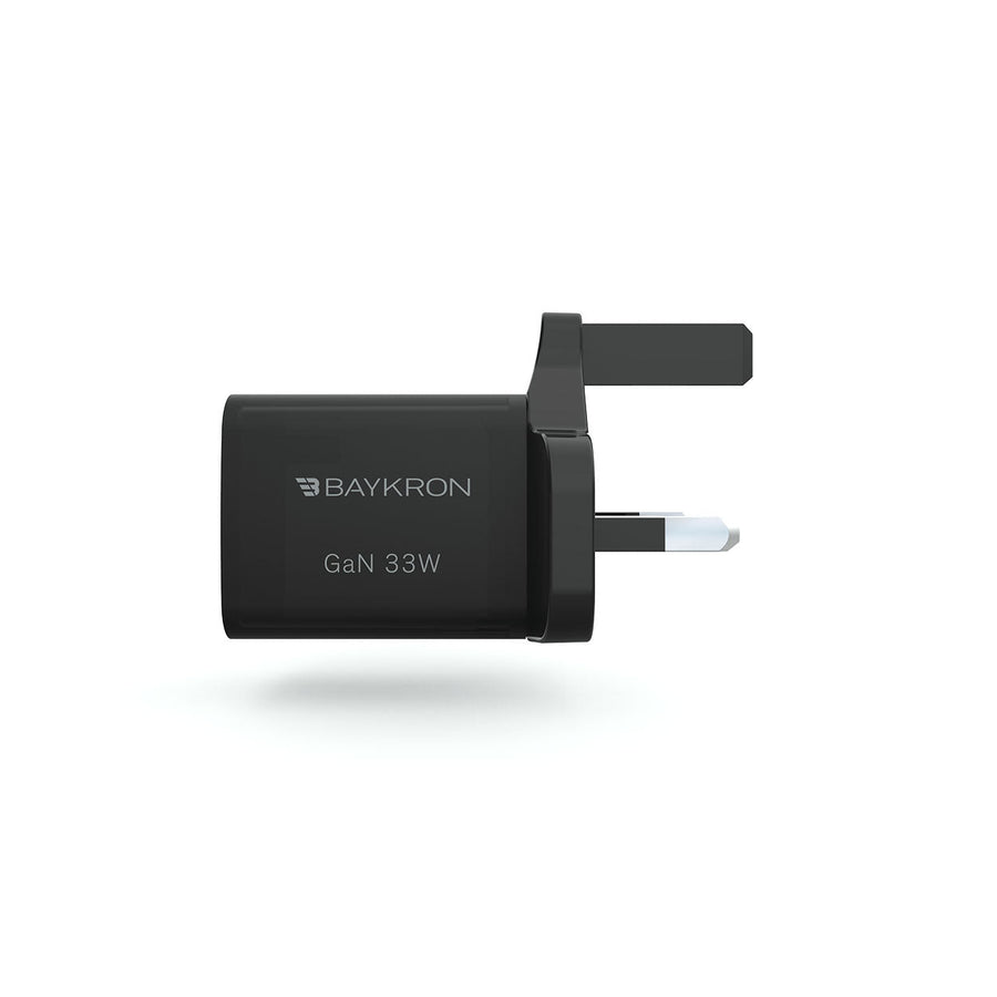 BAYKRON Premium 33W GaN Mini Ultra Fast Wall Charger with USB-C 33W for Standard UK wall outlets