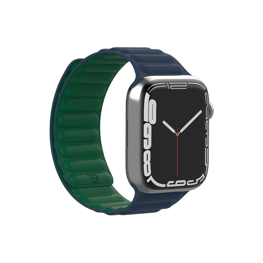 Silicone Magnetic strap for Apple Watch Slate Blue and Vivid Green
