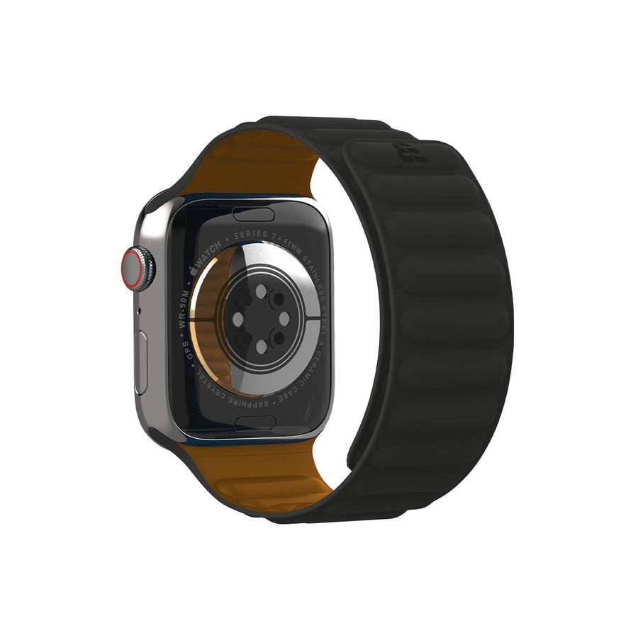 Silicone Magnetic strap for Apple Watch Saddle Brown and Black