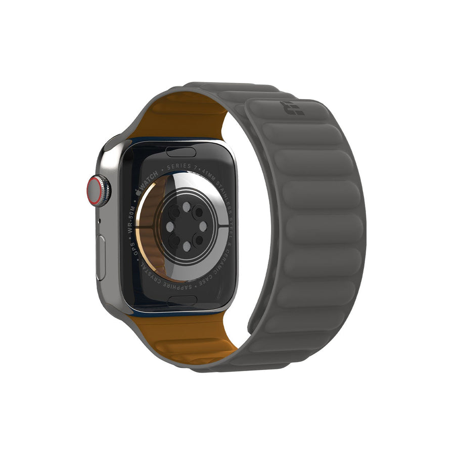 Silicone Magnetic strap for Apple Watch Saddle Brown and Steel Grey