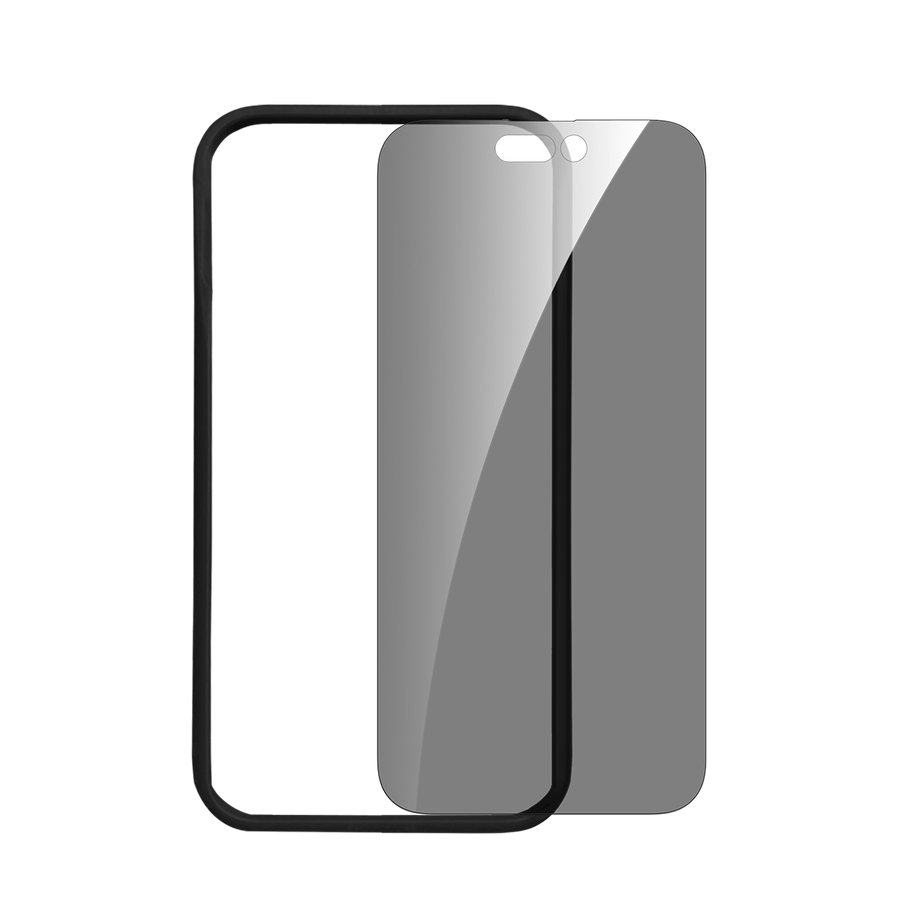 واقي شاشة من بايكرون مصنوع من الزجاج المقوى عالي الجودة من الألومنيوم 2.5D HD للخصوصية مع أداة تطبيق لهاتف iPhone 15 pro max.
