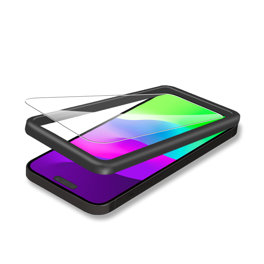 : لاصقة حماية للشاشة من بايكرون مصنوعة من الزجاج المقوى المنيوم عالي الدقة 2.5D شفاف مع أداة تطبيق لهاتف iPhone 15