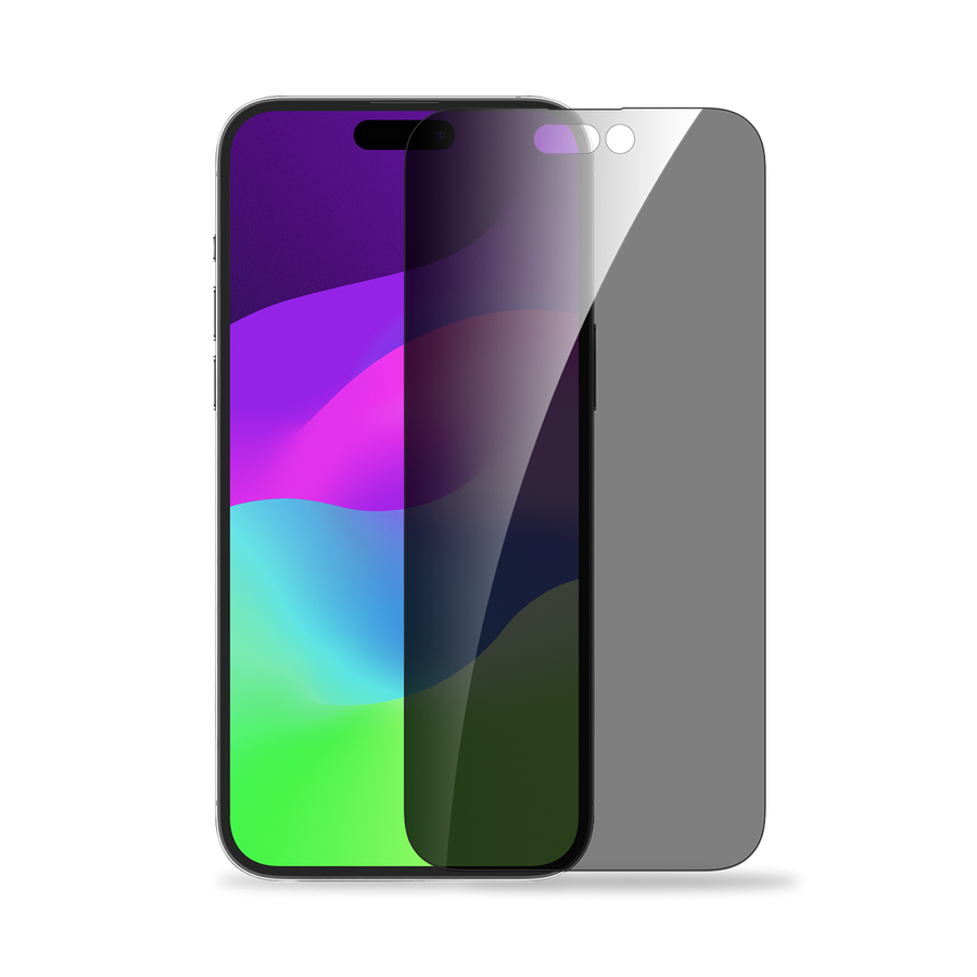 واقي شاشة من بايكرون مصنوع من الزجاج المقوى عالي الجودة من الألومنيوم 2.5D HD للخصوصية مع أداة تطبيق لهاتف iPhone 15.