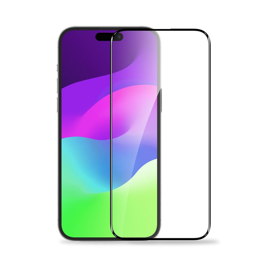 واقي شاشة بايكرون مزدوج من الزجاج المقوى عالي الجودة من الألومنيوم ثلاثي الأبعاد عالي الدقة من الحافة إلى الحافة، شفاف مع أداة تطبيق لهاتف iPhone 15 plus.