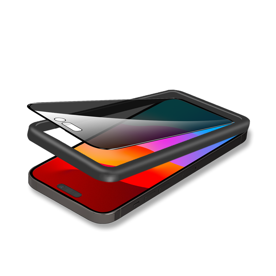 واقي شاشة بايكرون مزدوج من الزجاج المقسى عالي الجودة من الألومنيوم ثلاثي الأبعاد عالي الدقة من الحافة إلى الحافة مع أداة تطبيق لهاتفpro  iPhone 15.