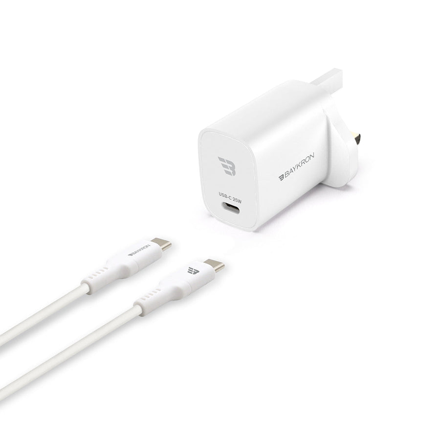 BAYKRON Premium 3 in 1 Magnetic Wireless Stand, MagSafe® compatible charging, includes USB-C to USB-C 2m cable and EU adapter - White