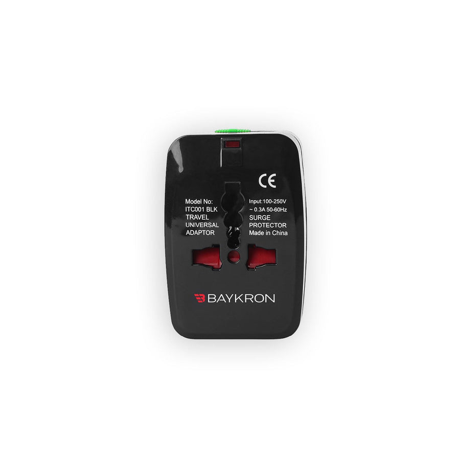 BAYKRON 2.5A Universal World Travel Adapter - Black