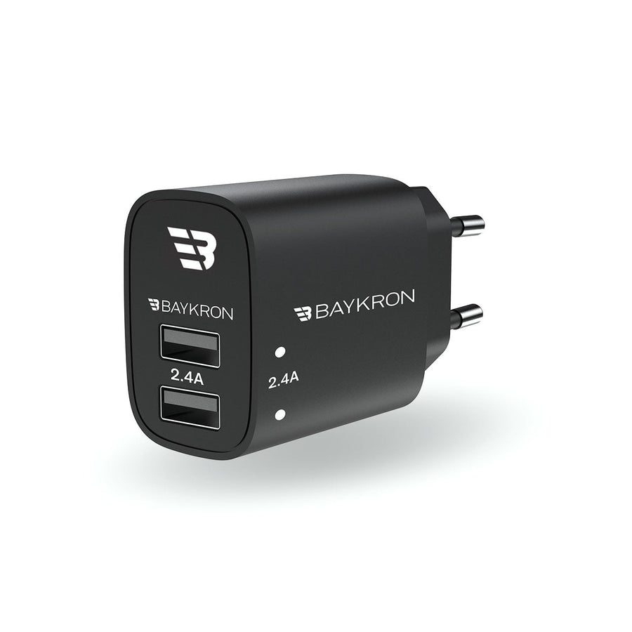 BAYKRON 12W Wall Charger with Dual 2.4A USB Ports for European Standard Outlet