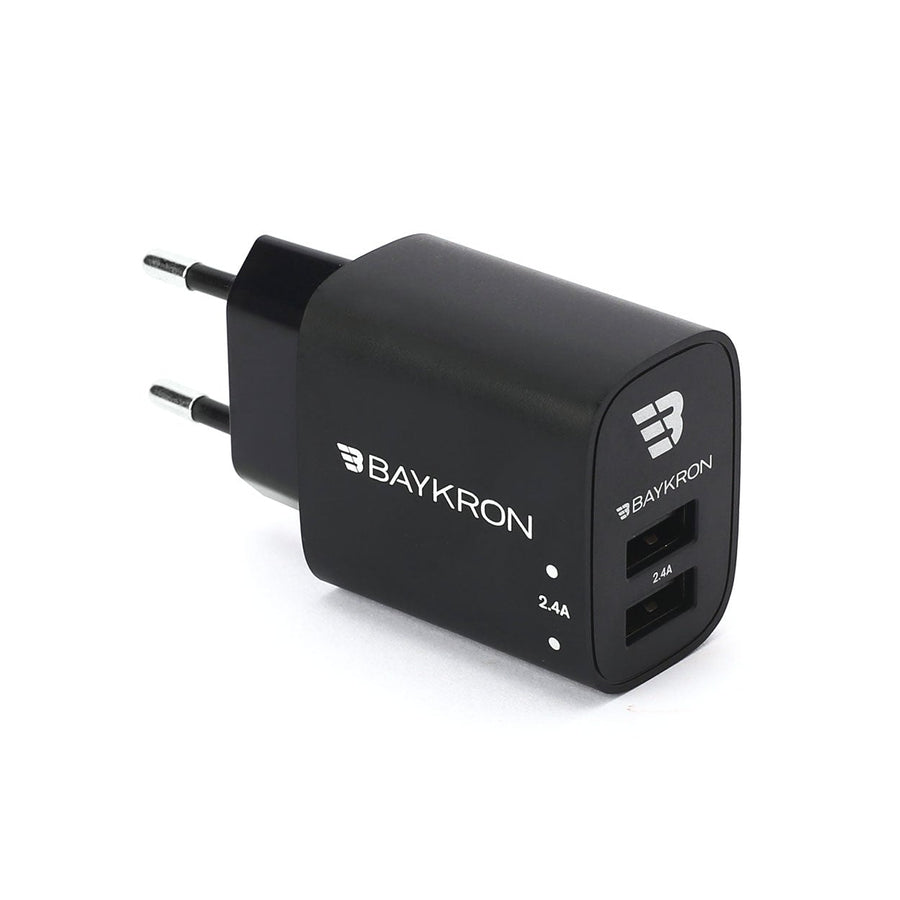 BAYKRON 12W Wall Charger with Dual 2.4A USB Ports for European Standard Outlet