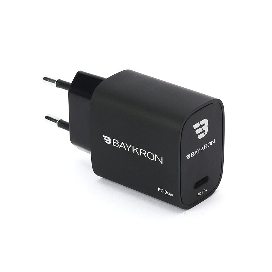 شاحن حائط محمول BAYKRON بقوة 20 واط مزود بمنفذ توصيل الطاقة (PD) USB-C للمنافذ القياسية الأوروبية