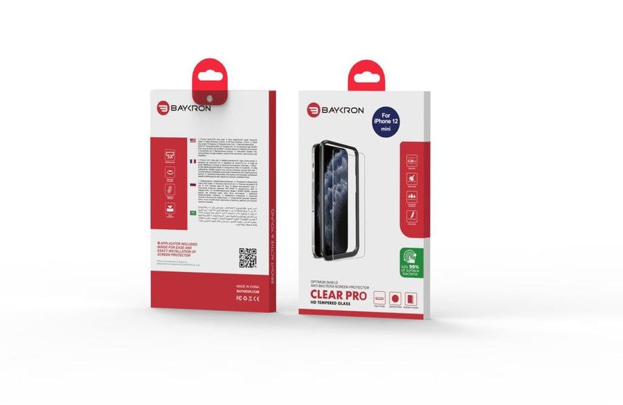BAYKRON Antibacterial Tempered Glass Screen Protector for iPhone® 12 Mini