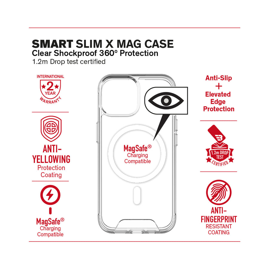 حماية ممتص الصدمات الذكي Baykron ومقاوم لبصمات الأصابع Clear MagSafe لهاتف iPhone 15.