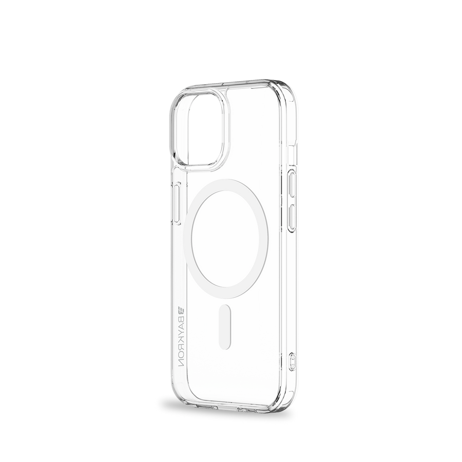 BAYKRON Premium Slim Mag Case for iPhone® 15 6.1" with Air Cushion Shockproof Protection and MagSafe® Compatible - Clear