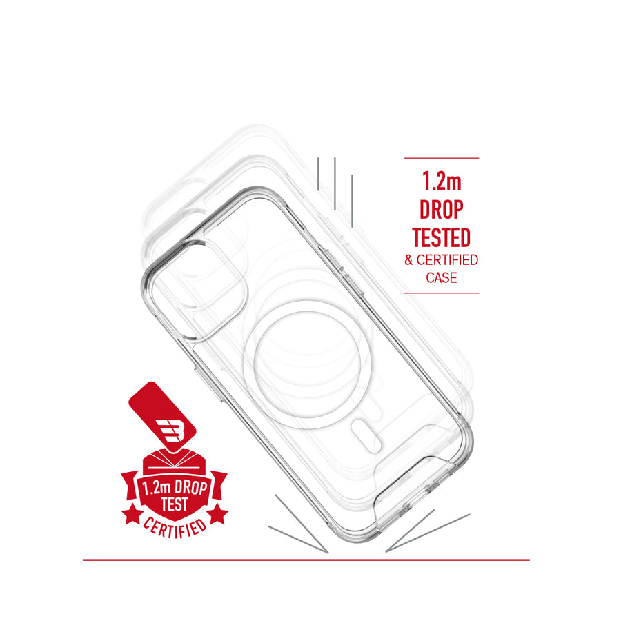 حماية ممتص الصدمات الذكي من بايكرون ومقاوم لبصمات الأصابع، Clear MagSafe لهاتف iPhone 15 plus.