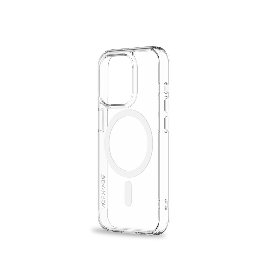 BAYKRON Premium Slim Mag Case for iPhone® 15 Pro 6.1" with Air Cushion Shockproof Protection and MagSafe® Compatible - Clear